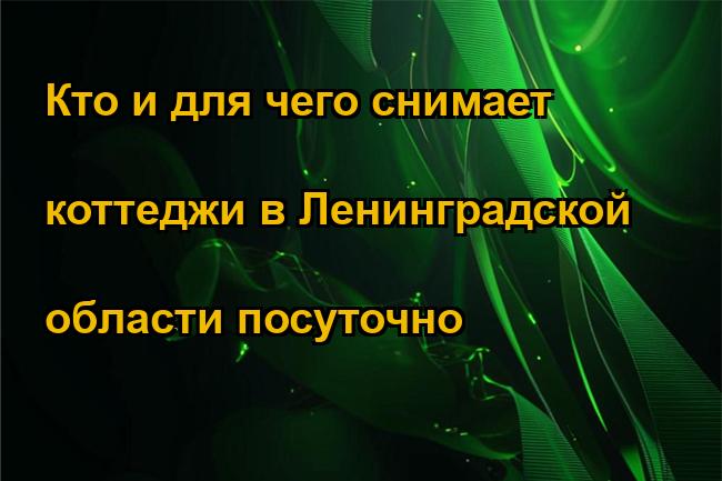 Кто и для чего снимает коттеджи в Ленинградской области посуточно