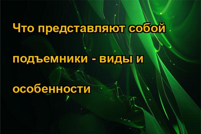 Что представляют собой подъемники - виды и особенности